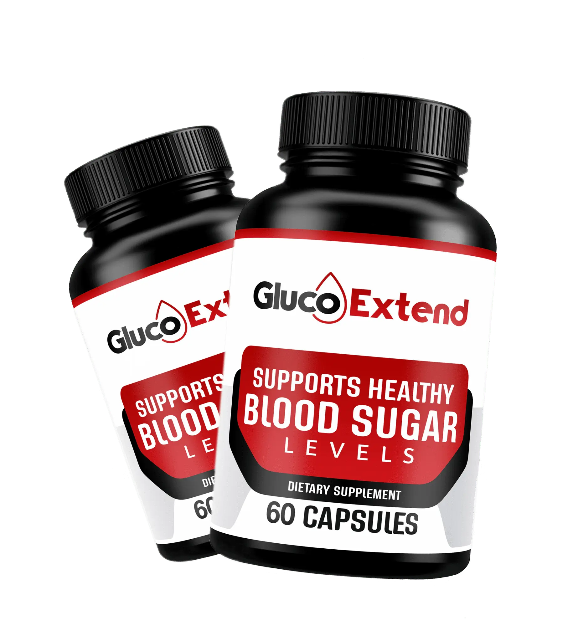 Two Gluco Extend bottles showing 60-capsule supply